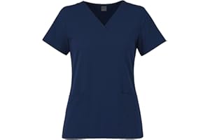 Meichoon Women's V-Neck Scrubs Short Sleeve with 2 Pockets Soft Stretch Sweat Absorbent & Moisture Transfer Q-DK56