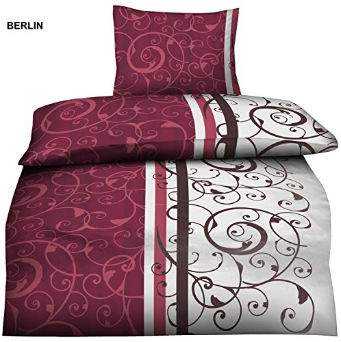 Bettwäsche Garnitur, high Class, 2, 4 oder 6 teilig Microfaser mit RV ?135×200 und gratis Gesichtstuch- Grösse 135×200 cm / 80×80 cm 4 tlg, Farbe Berlin - 4