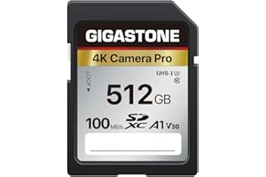 GIGASTONE 512GB SDXC Speicherkarte, 4K Kamera Pro, bis zu 100 MB/s, für Videoaufnahmen mit Digitalkameras von Canon Sony Nikon Olympus, A1 V30 UHS-I U3 Klasse 10