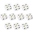 sourcing map 2 Way Ceramics Terminal Blocks High Temp Porcelain Ceramic Connectors 21.5x19.5x14.2mm for Electrical Wire Cable 10 Pcs