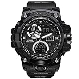 Luckhome Herren Armbanduhr Collection Intelligente Uhr Quarz Analog Männer Sport Watch Dual Display Digital Led Elektronische Armbanduhren Doppelte Anzeige（Schwarz）
