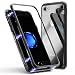Produktbild iPhone 7/8 Hülle, ZHIKE Magnetische Adsorption Handyhülle Ultra Dünn Metallrahmen Hartglas mit eingebautem Magnetklappdeckel für iPhone 7/8 (Transparent Schwarz)