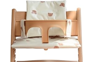 Vicloon Cuscini per Seggiolone Stokke, 2 Pezzi Antiscivolo Cuscino per Seggiolone Pappa Impermeabile, Bambini Fodera di Ricambio in Cotone, Morbido Rimovibile,Facile Pulizia Fissare-Beige