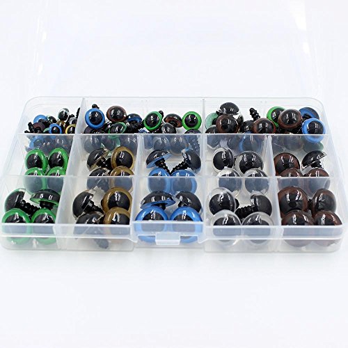 100Stk. 10~18mm 5 Sizes in Box Bunt Teddyaugen Sicherheitsaugen Kunststoffaugen Puppe Augen Neu - 4