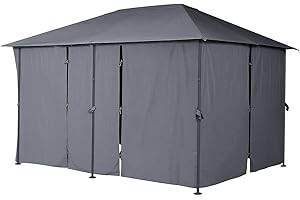 Hespéride - Cortinas para cenador Santorini Gris - para Santorini 4 x 3 m (6 Cortinas)