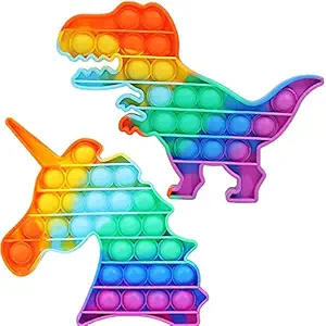 K.P.N Pop It Fidget Toy Small Size Pop It Toys Small Popit Unicorn Pop It Fidgets Dinosaur Popets Toys for Kids Papets Toys Popit Game Set Popitst for Girls Popping Toys (Unicorn+Dinosaur)