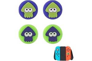 HYRKOTW 2 Paias Copri levette Analogiche in Silicone per Nintendo Switch/Switch OLED Joycon,Joystick Cap Analogico,Joystick Thumb Grip Caps Cover (Viola+Verde)