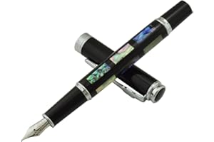 LANXIVI Jinhao 8802 Pluma Estilográfica con Convertidor de Recarga de Tinta y Estuche para Bolígrafo Concha de Perla Brillante del Mar Profundo Escritura Ejecutiva Firma de Caligrafía Juego de Bolígrafos para Cartucho Universal