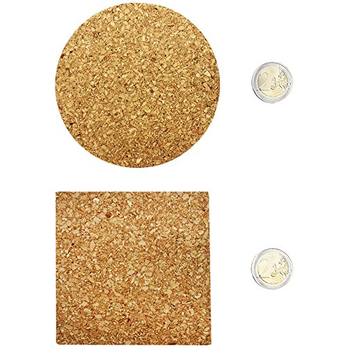 COM-FOUR 24 Stück Getränke- und Topfuntersetzer Set aus Kork, je 12 eckig und rund - 2
