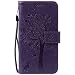 Produktbild Jepson Motorola Moto X Play Hülle, Leadertasche Premium Lederhülle Flip Case im Bookstyle Folio Cover Kartenfächer Magnetverschluss und Standfunktion Leder Schale Etui für Handytasche Schutzhülle Prägung Katzen & Baum Muster.
