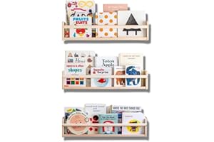 MAMI SRL Mami Montessori Libreria in legno per bambini, 3 ripiani per bambini, camera da letto, fumetti, scritture, disegni, 100% Made in Italy, 3 ripiani