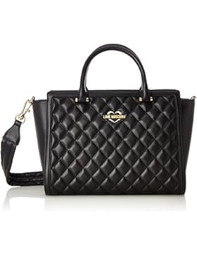Love Moschino Damen Borsa Quilted Nappa Pu Nero Gal.Oro Henkeltasche, mehrfarbig (Black-gold), 11 x 24 x 38 cm