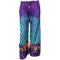 Boho Chic Womens Harem Pant Trouser Red Floral Printed Palazzo Pants