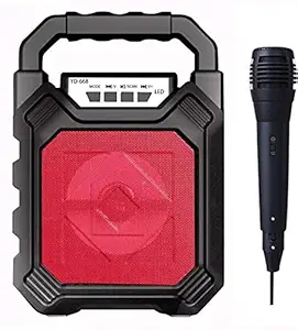 AUSHA Speaker for Kids & Adults with Wired Microphone, Bluetooth Karaoke Machine with Lights, Lightweight, Perfect for Outdoors