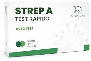AREA LAB Tampone Streptococco | Test Streptococco A Per Adulti e Bambini | Tampone Faringeo Rapido | Marchio CE | Kit Autodiagnosi a Casa con Abbassalingua | Registrato Ministero della Salute (1 PZ)
