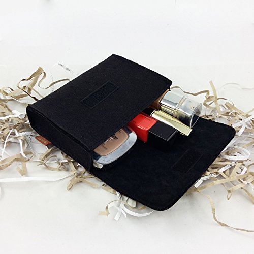 Täschchen Mini Hülle Tasche aus Filz für Zubehör und Accessoires (Netzteil, PC Maus, E-Zigarette, Kosmetik) Schwarz - 8
