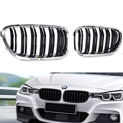 F10 F11 F18 Doppia griglia anteriore, OBDATOR ABS Sostituzione Griglie anteriori per auto Placcatura Nero Argento Compatibile con 2010-2017 Serie 5 520i 523i 528i 535i 535ixDrive, 550i, 550ixDrive