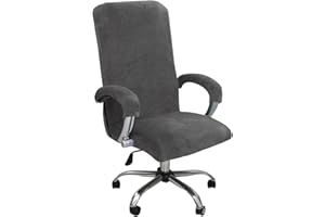 NLCYYQ Office Chair Cover Velvet Computer Chair Cover Stretch Rotating Chair Cover Removable Swivel Slipcover Boss Chair Cover Protectors High Back Large (Gray,Large)