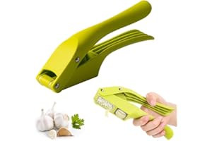 CATOR Prensa de ajos de acero inoxidable, picadora y cortadora de ajos 2 en 1, con mango ergonómico, manejable, fácil de limpiar, carcasa de PVC Ligera