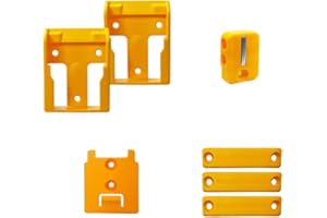 StealthMounts DIY Pack Compatible with DeWalt 18V & 20V – 2 Battery Mounts, 1 Tool Mount & 1 Stubby Bit Holder | Yellow | Wall Mount Storage Organiser for Power Tool Batteries