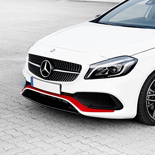 Folientechnik Bayer 1018 Autocollant pour Pare-Choc avant A-Klasse AMG A45 W176 Bandes décoratives Vinyl Auto-Adhésifs Tuning Accessoires (Rouge)