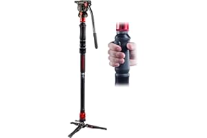 IFOOTAGE Cobra 3 Strike Monopod A150S-III mit K5S Komodo Fluidkopf,Videokopf,Pedal-Lock-Unterbasis Minipod Bietet Eine Einstufige Höhejustierung,Er Kann Eine Max. Belastung von 11 lbs/5kg Tragen