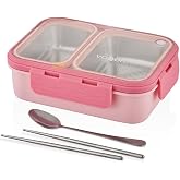 Vagonlife Bento 700ml Lunchbox Tek Katlı 2 B&ouml;lmeli &Ccedil;elik Sefer Tası Yemek Kutusu (Pembe)
