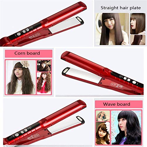 Hair Straightener  Curling Iron Ceramic Liquid Crystal Does Not Hurt Hairpin  3-In-1 Changeable Hair Straightener  Red 