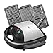 Produktbild Sandwichtoaster | Aicok 3 in 1 Sandwichmaker | Tisch-Grill | mit Waffeleisen | 3 Abnehmbare Platten-Sets | American Toast, Waffeln, Fleisch | Antihaftbeschichtet | Muschel Edelstahl | Schwarz