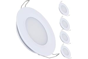 acegoo Lot de 4 Spot LED Encastrable 12V Extra Plat Dimmable Camping-car Bateau Encastré Blanc 3W 6400K Blanc froid pour Meuble Van Salle de Bain