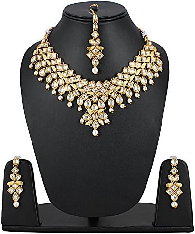 Designer party Wear Kundan Necklace choker chain Jewelry Set With Earring Stud jewelry fashionable For Women / Girls by Aradhya