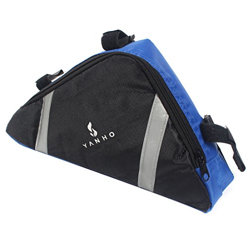 Preisvergleich Produktbild sourcingmap® Blau Fahrrad Radfahren Dreieck Vorne Schlauch Rohr Satteltasche Halter