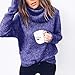 Produktbild Kingko® Strickpullover Rollkragen Damen Pullover Jumper Strick Pulli Oversize Langarm Strickpulli Stricksweatshirt Langarm Winter Elegante Warm Rundkragen Herbst Winter Bluse Shirt (S, Blau)