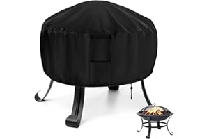 Rilime Fire Pit Cover Round for Fire Pit 22Inch - 26 Inch, 420D Heavy Duty Outdoor Fire Stove Cover Patio Outdoor Fireplace Cover with Handles Airvents & Drawstring