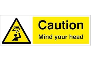 Caledonia Signs 14216G Caution Mind Your Head Sign, 300 mm x 100 mm, Rigid Plastic