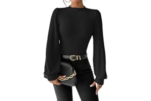 Sukiglam Women's Bodysuits Long Sleeve High/V/Mock Neck Leotard Tops Thong Casual Knitted Thermal Bodysuit Ladies Elegant Going Out Top Slim Fit One Piece Jumpsuit T-Shirt Basic Fall Winter Outfits