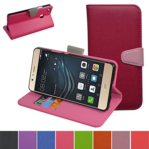 Huawei P9 Lite / G9 Custodia,Mama Mouth Portafoglio custodia in PU di cuoio pelle con supporto carte di credito in Piedi caso Case per Huawei P9 Lite / G9 Smartphone,Magenta