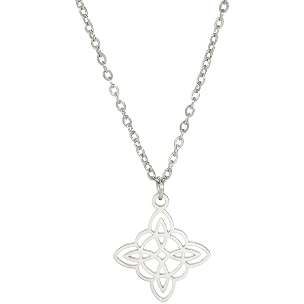 kkjoy Opengewerkte heksenknoop ring roestvrij staal heidens Wicca-symbool magische knoop 4-puntige Keltische knoop hekserij amulet ringen voor vrouwen meisjes