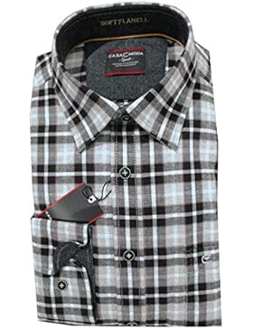 Kariertes Casamoda Softflanellhemd in Grau-Schwarz, Gr. M - 5XL
