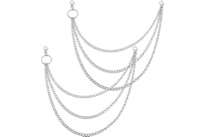 MOPEI 2 szt. 3-warstwowy łańcuch dżinsowy punk hip pop modne spodnie łańcuszek z zapięciem na karabińczyk i breloczkiem do kluczy nadaje się do portfela, spodni, kapelusza, kurtek, na wiele okazji, unisex