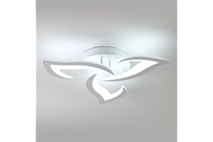 SENQIU Nowoczesna lampa sufitowa LED, 36 W, 3300 lm, biała, kreatywna konstrukcja, 6500 K, zimna biel, akrylowa lampa sufitowa do sypialni, salonu, jadalni, kuchni, korytarza