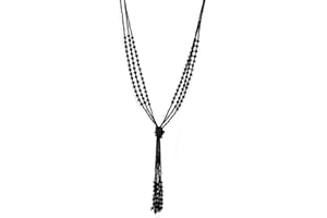 Urban-Jewelry Im Vintage Stil Holzkohlen-Schwarz, lange mehrfache Perlen Damen Halskette Schmuck (Lang - 78cm)