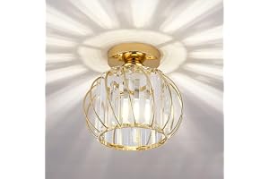 Mengjay Modern kristall taklampa, mini taklampor inomhus runda gjorda av kristall och metall, fin taklampa E27 lamphållare taklampor för sovrum vardagsrum kök (GOLD.Stilar, Taklampor.Stilar)