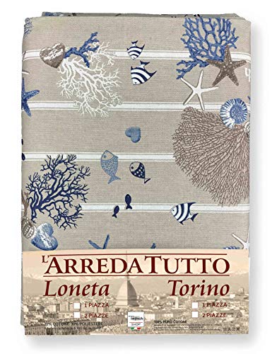 Seamar Copritutto Moon & Sun – Copridivano E Copriletto Etnico 210x240 Cm, 80% Cotone, Stampa Artigianale Indiana Con Sole E Luna, Azzurro