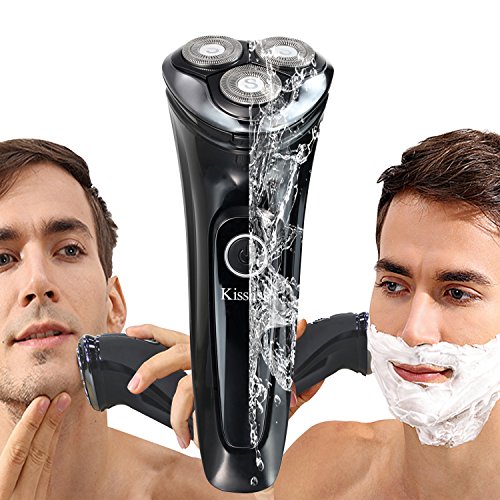 Kissliss USB Aufladen Nass- & Trockenrasierer Wasserdichter Rotationsrasierer Elektrischer Rasierer für Männer - 4