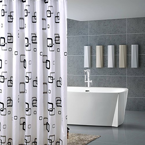 Wasserdicht Duschvorhang Waterproof Shower Curtain ( Size: 180 x 220 cm ) HuaForCity® Duschvorhang Wasserdicht Anti schimmel Anti Bakteriell Waschbar Badezimmer Vorhang Frost Wasserdicht Duschvorhang Schön Runverwechselbar Badezimmer Vorhang Bunt Shower Curtain Liner mit Schwarze Rahmen Muster