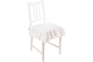 PARAMAISON Cuscino Sedia 40x40 con Lacci Panama, Set 6 pezzi, Cuscino Interno ed Esterno, Sfoderabile con Zip, Cotone, Laccetti di Ritenzione, Tinta Unita, Panna