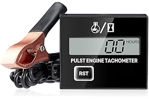 Mizikuu Induktiver Digitaler Drehzahlmesser mit Betriebsstundenzähler für Motorrad, Schneefräse, Motocross, Rasenmäher, Generator, Kettensäge