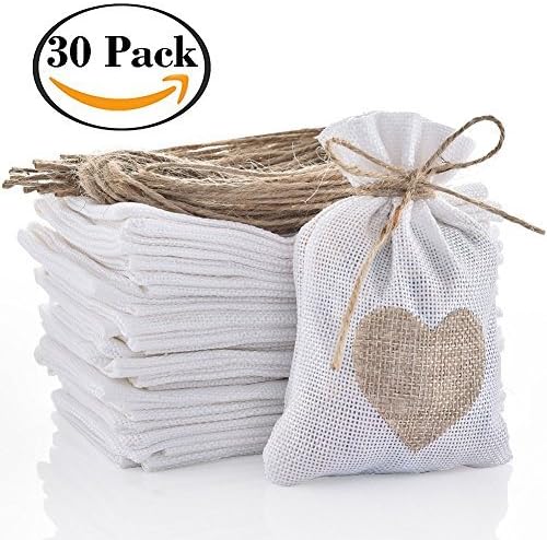 30pcs Burlap Bags Jewelry Pouches with Drawstring, Resusable Gift Bag Jute Hessian Linen Goodie Bag Packing Storage for Wedding Party Bridal Shower Birthday Christmas DIY Craft Favor, 5 x 4 Inch DIKETE®