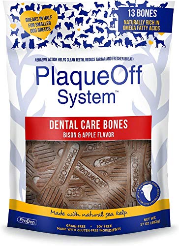PlaqueOff ProDen System Dental Care Bison and Apple Bones for Dogs 17 Ounce